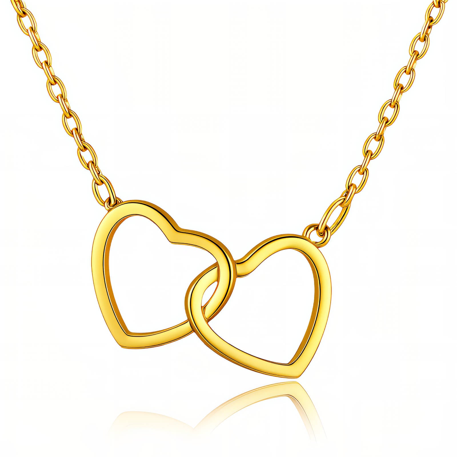"Hearts" Necklace, 18K Gold Plated Steel