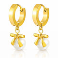 Earrings – 18K Gold Plated Steel with Pearl Imitation