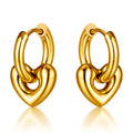 "Hearts" Earrings, 18K Gold Plated Steel