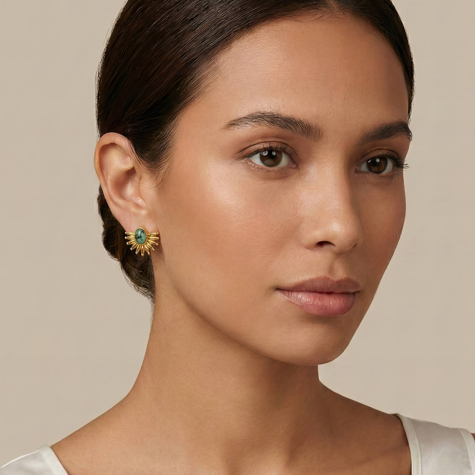 Earrings – 18K Gold Plated Steel with Natural Stones