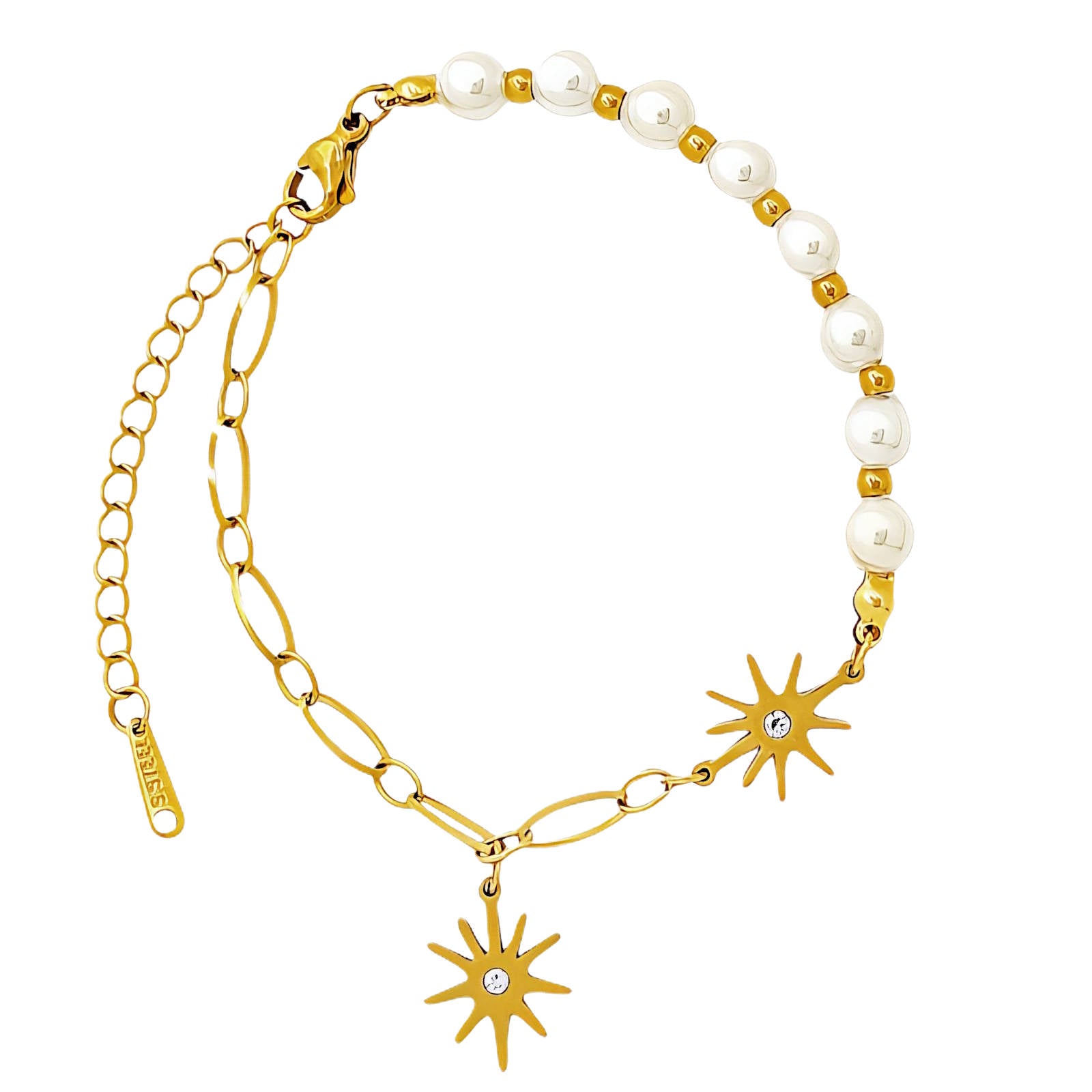 "Stars" Bracelet, 18K Gold Plated Steel