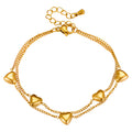 "Hearts" Bracelet, 18K Gold Plated Steel