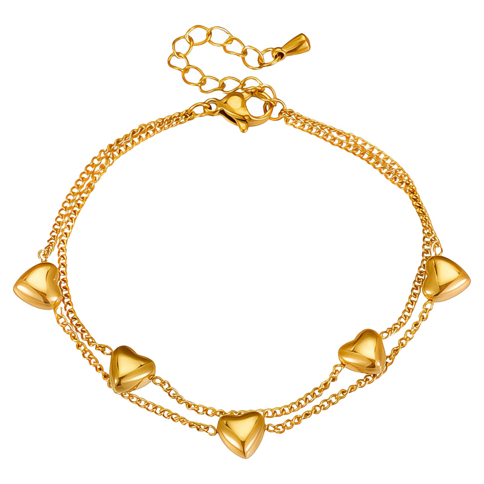 "Hearts" Bracelet, 18K Gold Plated Steel