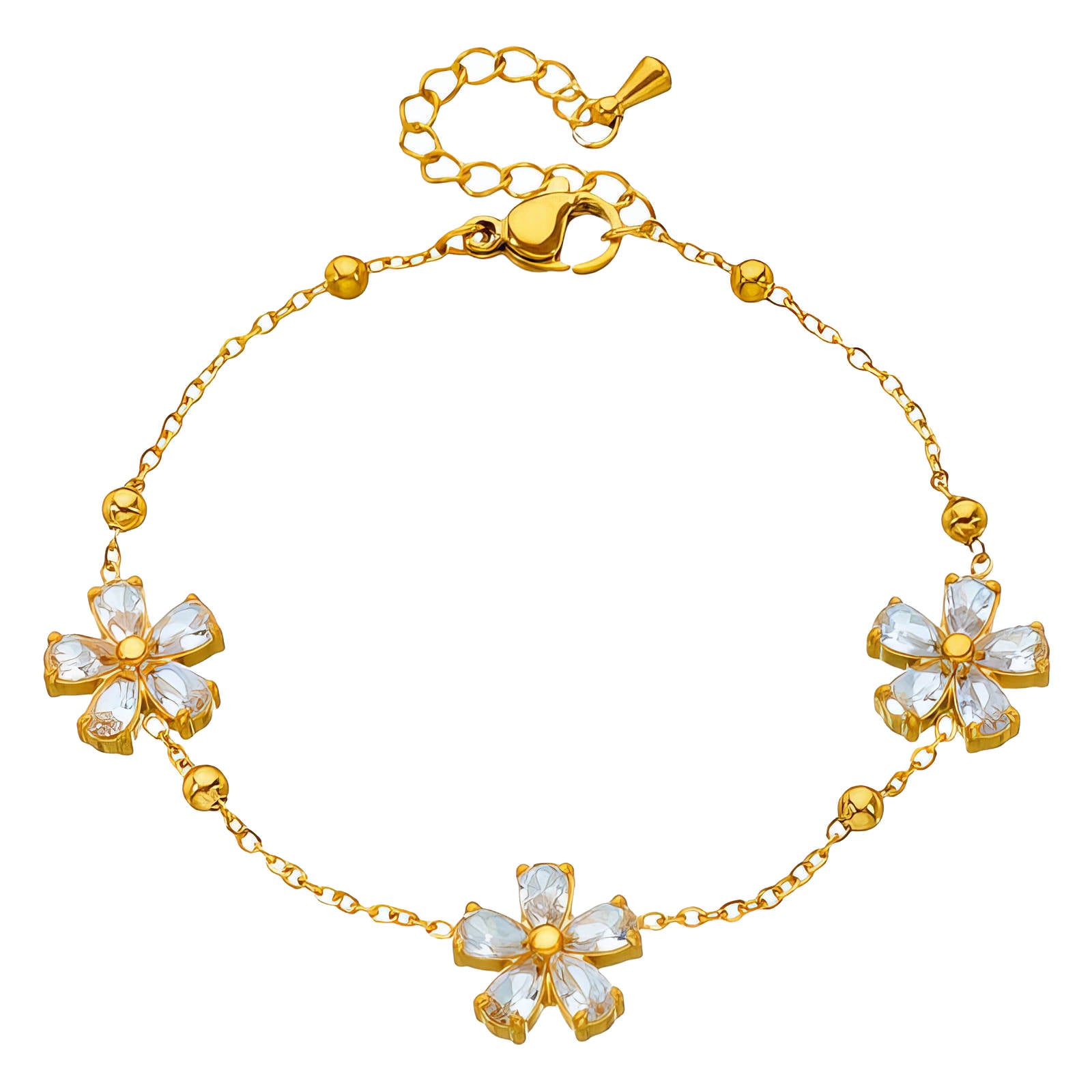 "Flower Meadow" Bracelet, 18K Gold Plated Steel