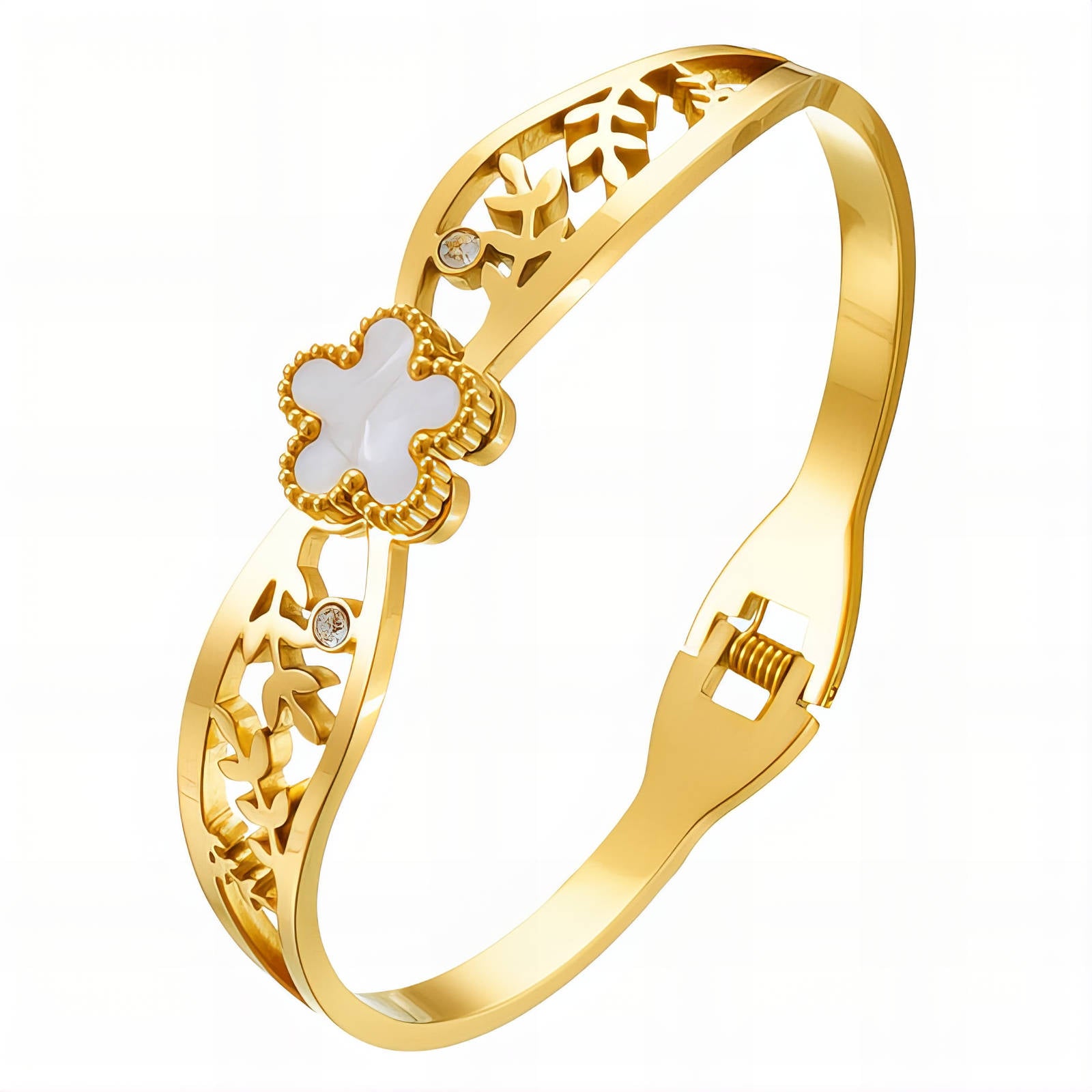 "Flower" Bracelet, 18K Gold Plated Steel