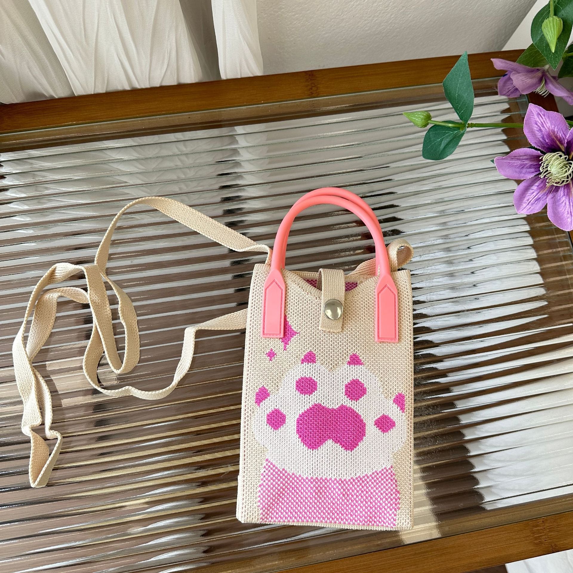 Women’s Knitted Mobile Phone Bag – Mini Crossbody Handbag