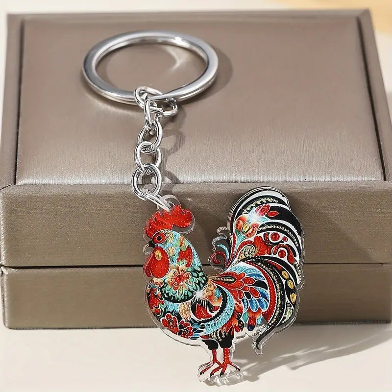 Funny Chicken Acrylic Unisex Keychain
