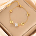 Elegant Geometric Diamond Inlay Bracelet – Stainless & Titanium Steel .