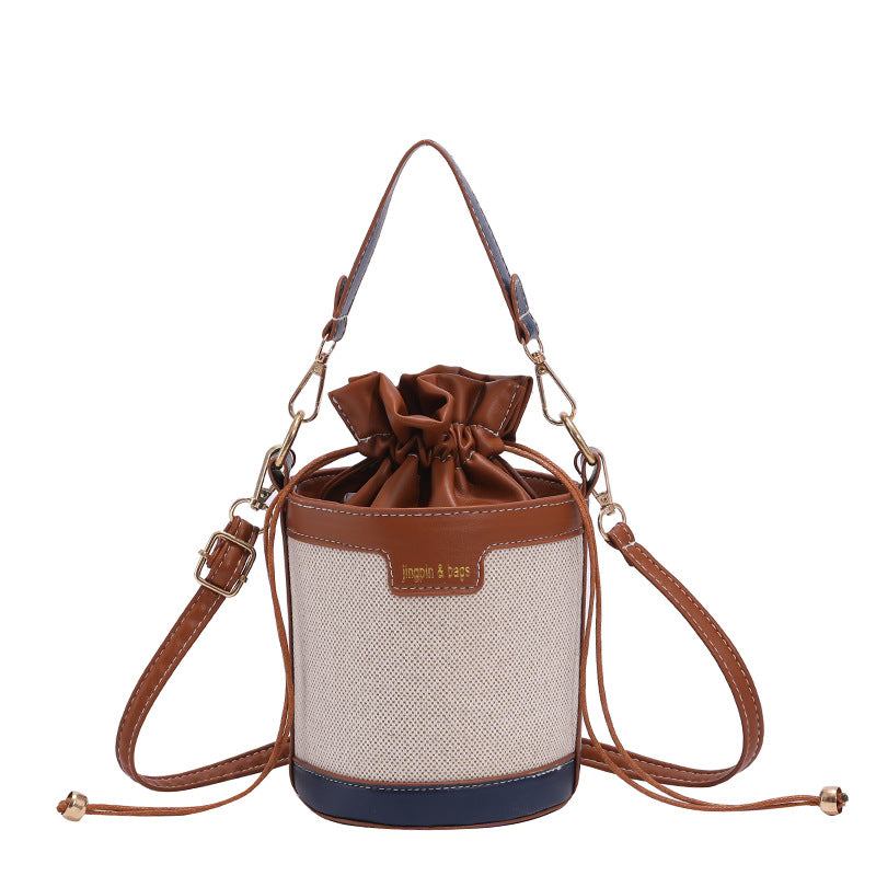 Women’s Small PU Leather Business Black Bucket Bag – Urban Minimalist Style