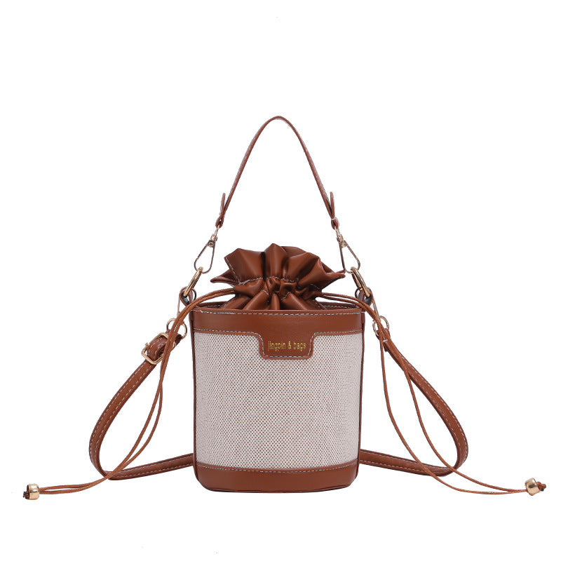 Women’s Small PU Leather Business  Brown Bucket Bag – Urban Minimalist Style