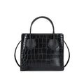 Women’s Small  Black Genuine Leather Fashion Handbag – Crocodile Pattern