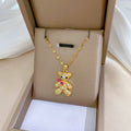 Minimalist Bear Titanium Steel Copper Plating Inlay Zircon Pendant Necklace